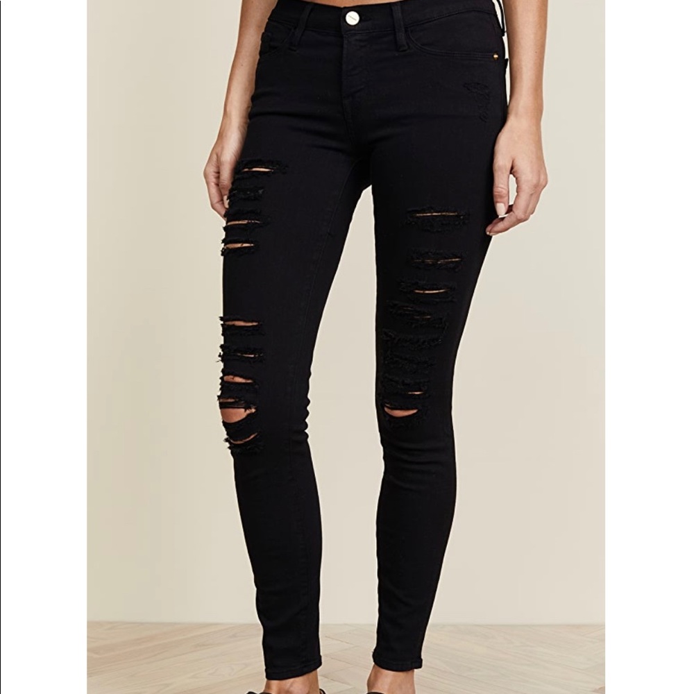 FRAME Le Color Rip Skinny Jeans